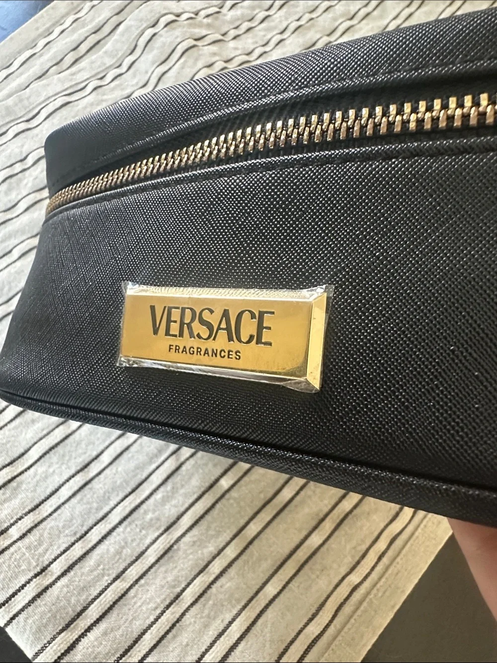 Versace Black Cosmetic Case with Gold Plate